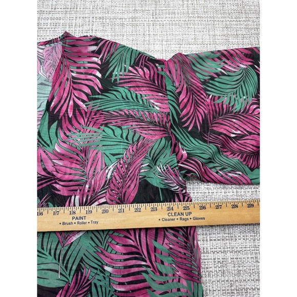 Kimono Maxi Duster Sheer Cardigan Open Front Palm Tropical Beach Oversized Small - Picture 6 of 9